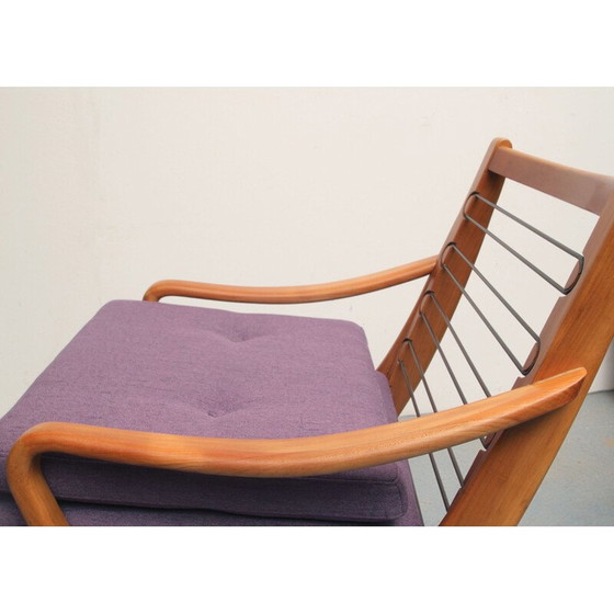 Image 1 of Vintage Boomerang fauteuil in kersenhout, jaren 1950