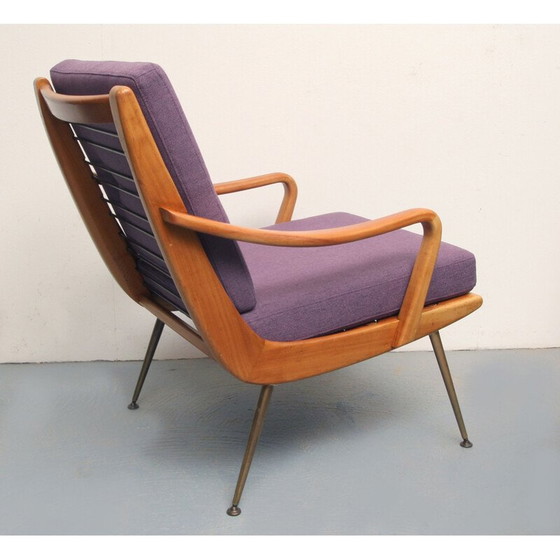 Image 1 of Vintage Boomerang fauteuil in kersenhout, jaren 1950