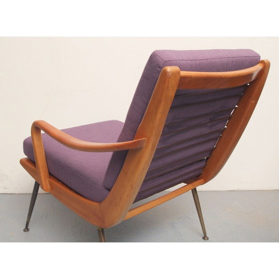 Image 1 of Vintage Boomerang fauteuil in kersenhout, jaren 1950