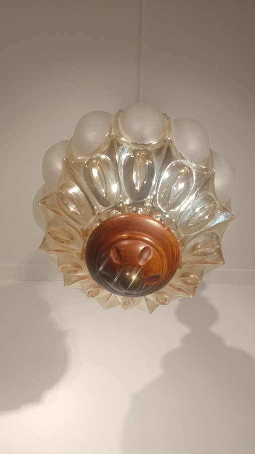 Vintage Hanglamp Amber Glas 