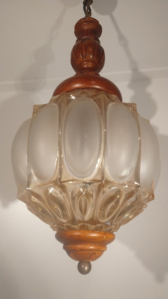 Image 1 of Vintage Hanglamp Amber Glas 