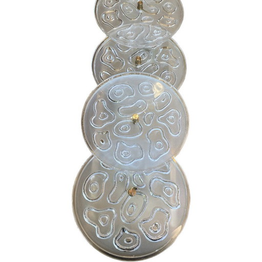 Paar vintage wandlampen van messing en Murano glas in goud en wit, 1970