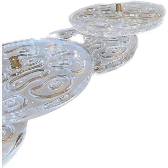 Image 1 of Paar vintage wandlampen van messing en Murano glas in goud en wit, 1970