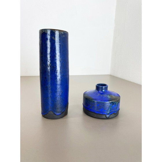 Image 1 of Paar vintage keramische vazen "Blue" van Gerhard Liebenthron, Duitsland 1970