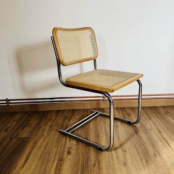 Image 1 of Vintage B32 stoel in chroomstaal en rietwerk van Marcel Breuer, Italië