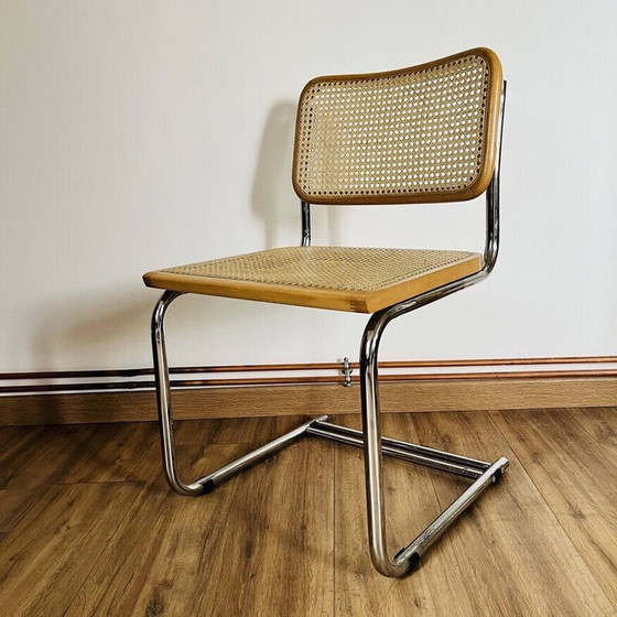 Image 1 of Vintage B32 stoel in chroomstaal en rietwerk van Marcel Breuer, Italië