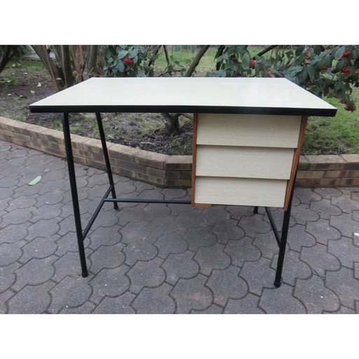 Vintage bureau met 3 laden in metalen buizen, Frankrijk 1950