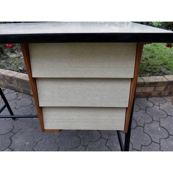 Image 1 of Vintage bureau met 3 laden in metalen buizen, Frankrijk 1950