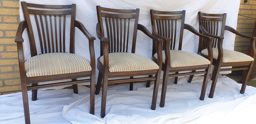 4x Eiken Bannnink Jugendstil Eetkamer Armstoelen