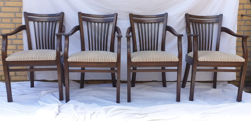 4x Eiken Bannnink Jugendstil Eetkamer Armstoelen