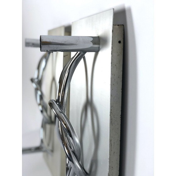 Image 1 of Paar vintage aluminium en chromen wandlampen van Giacomo Benevelli, Italië 1970