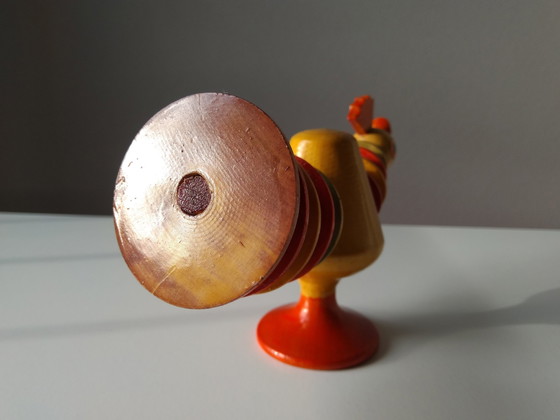 Image 1 of Vintage Houten Stapelfiguur Haan