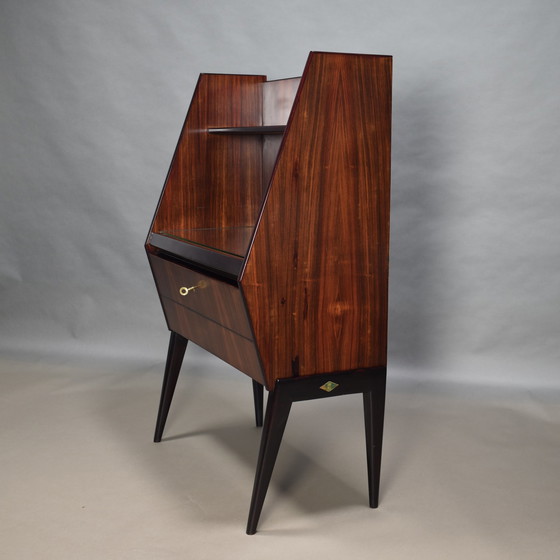 Image 1 of Antonino Gorgone Secretaire in Italiaans notenhout – Italië, 50's Design