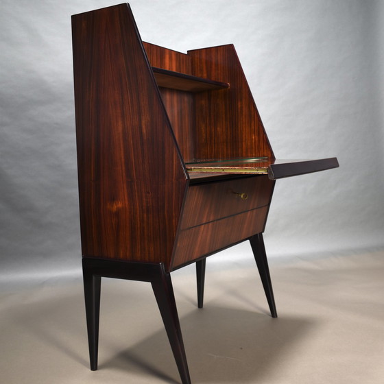 Image 1 of Antonino Gorgone Secretaire in Italiaans notenhout – Italië, 50's Design