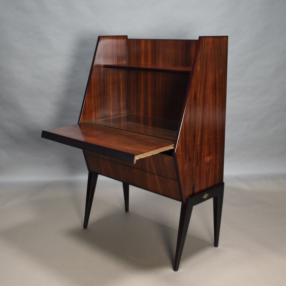 Image 1 of Antonino Gorgone Secretaire in Italiaans notenhout – Italië, 50's Design