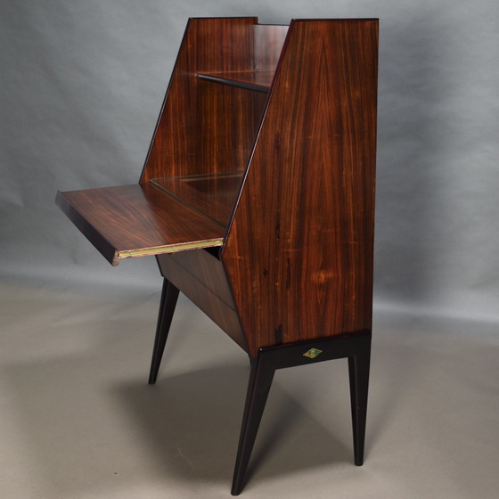 Image 1 of Antonino Gorgone Secretaire in Italiaans notenhout – Italië, 50's Design