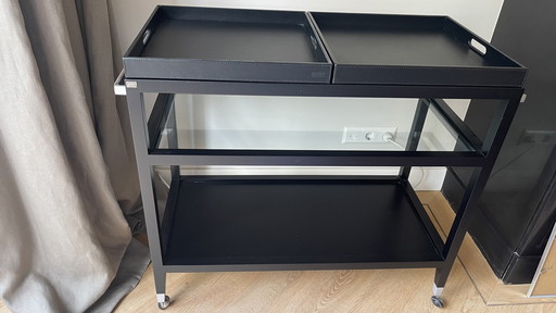 Bonacina design trolley inclusief 2 leren dienbladen