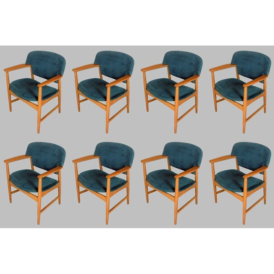 Image 1 of Set van 8 vintage fauteuils van Ejner Larsen en Axel Bender Madsen voor Fritz Hansen