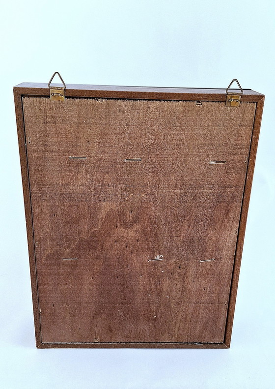 Image 1 of Vintage houten sleutelkastje met spiegel