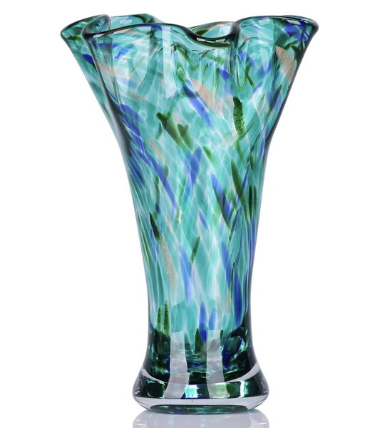 Blauwgroen Handgeblazen Art Deco Glazen Vazen