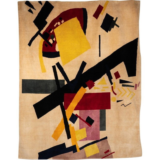 Image 1 of Vintage "Suprematist Composition 2" vloerkleed in Merino wol van Kasimir Malevitch, 1915