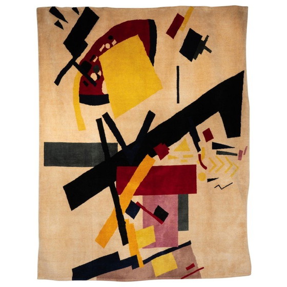 Image 1 of Vintage "Suprematist Composition 2" vloerkleed in Merino wol van Kasimir Malevitch, 1915