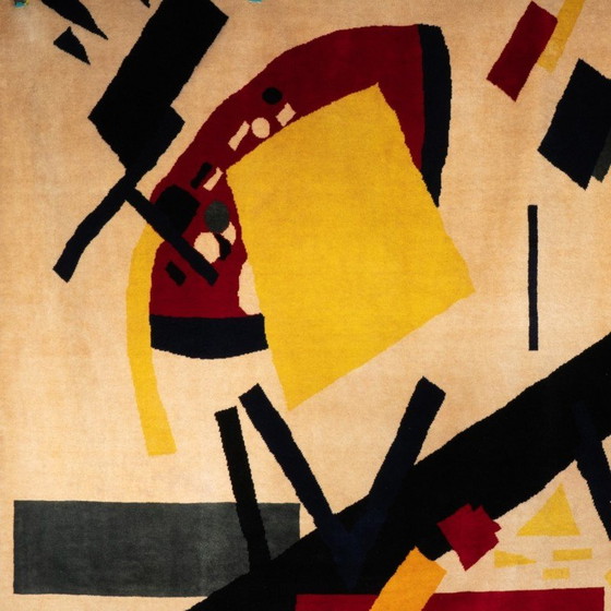 Image 1 of Vintage "Suprematist Composition 2" vloerkleed in Merino wol van Kasimir Malevitch, 1915