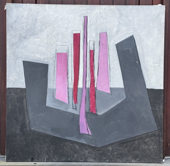 Image 1 of Jean-Marie Planque 1932-1992 Sublime Grote Abstracte Compositie op Canvas