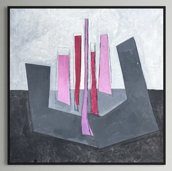 Image 1 of Jean-Marie Planque 1932-1992 Sublime Grote Abstracte Compositie op Canvas