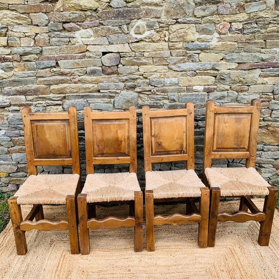 Image 1 of Set van 4 vintage eiken stoelen