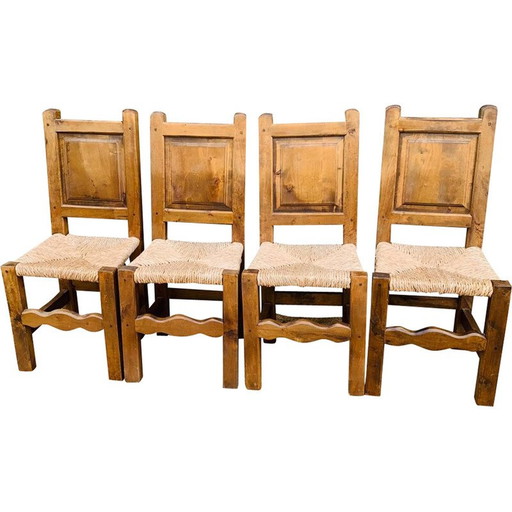 Set van 4 vintage eiken stoelen