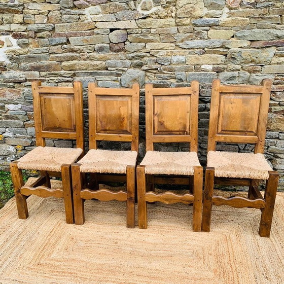 Image 1 of Set van 4 vintage eiken stoelen