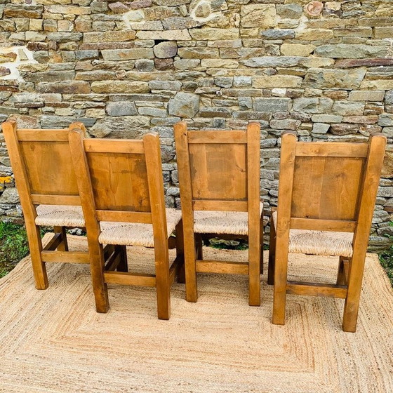 Image 1 of Set van 4 vintage eiken stoelen