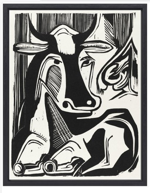 Ernst Ludwig Kirchner  ----Lying Cow  (Ingelijst)