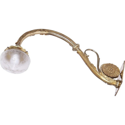 Vintage vuurvergulde wandlamp, jaren 1900