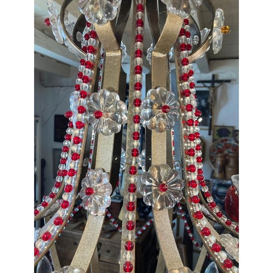 Image 1 of Vintage kroonluchter van gekleurd glas, Spanje 1950