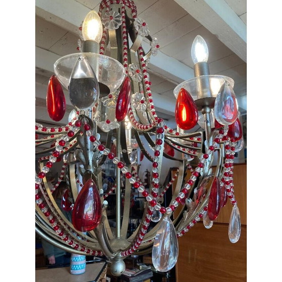 Image 1 of Vintage kroonluchter van gekleurd glas, Spanje 1950