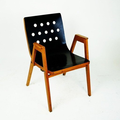 Vintage stapelbare fauteuil in beukenhout van Roland Rainer, Oostenrijk 1950