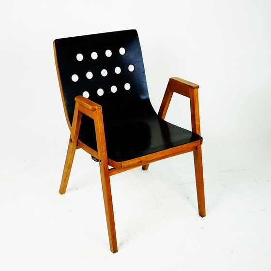 Image 1 of Vintage stapelbare fauteuil in beukenhout van Roland Rainer, Oostenrijk 1950