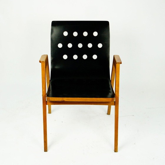 Image 1 of Vintage stapelbare fauteuil in beukenhout van Roland Rainer, Oostenrijk 1950