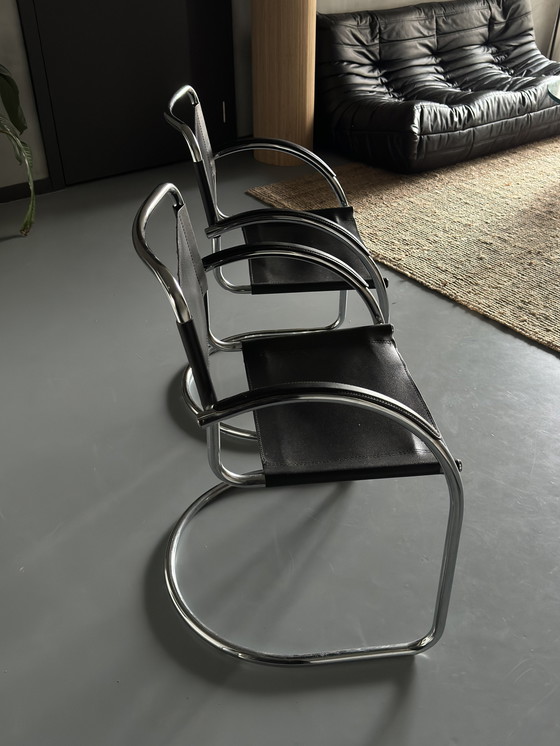 Image 1 of 2x Vintage Italiaans Design Chromen Stoelen