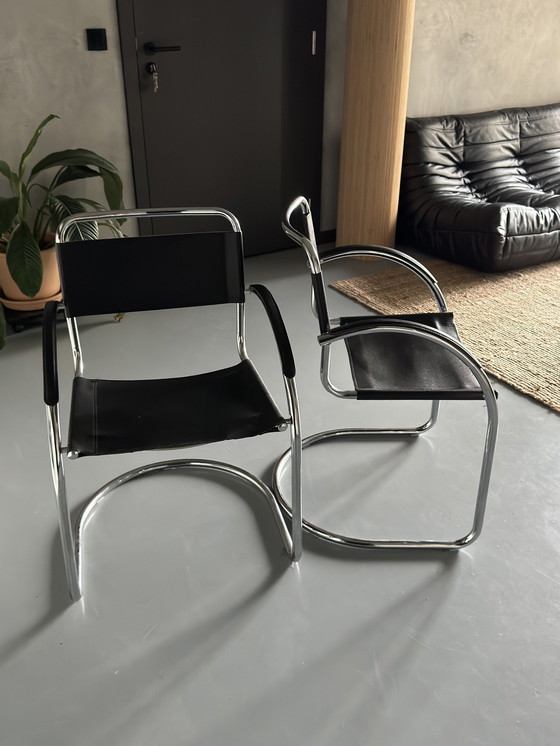 Image 1 of 2x Vintage Italiaans Design Chromen Stoelen