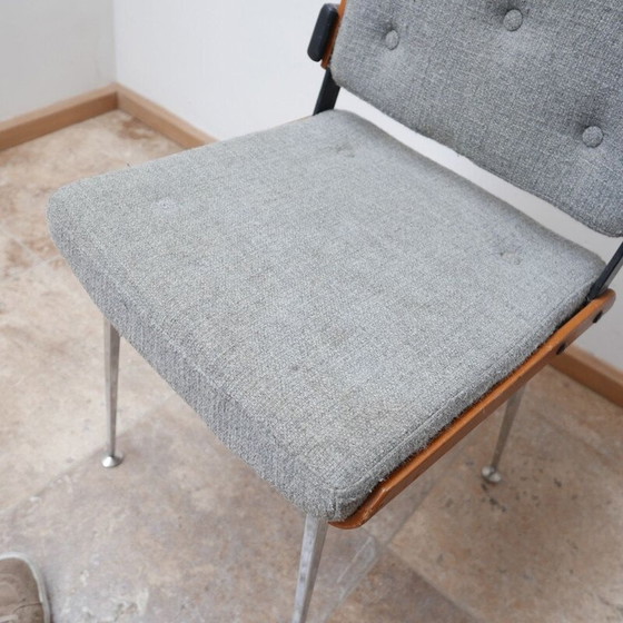 Image 1 of Vintage stoelen van leer en gebogen hout van Alain Richard, Frankrijk 1960