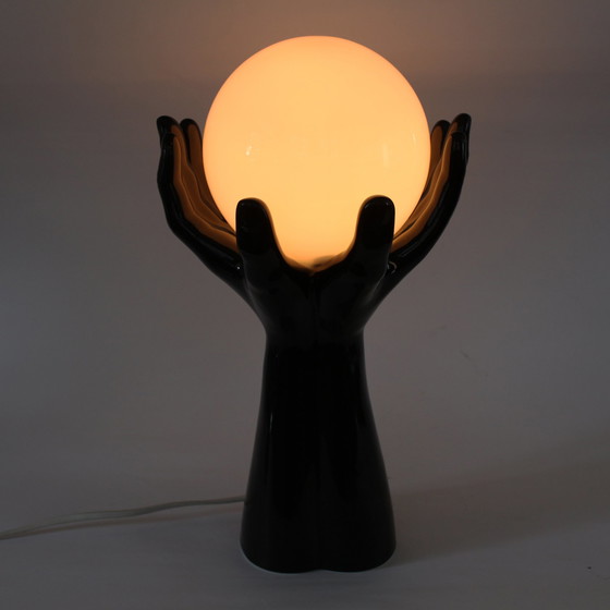 Image 1 of Vintage keramische lamp handen bol