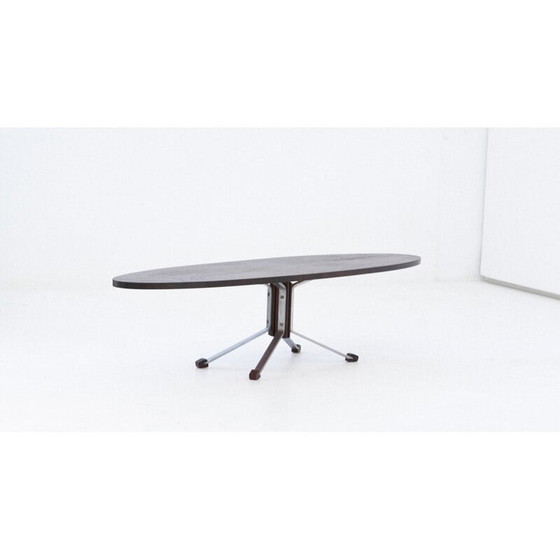 Image 1 of Vintage ovale salontafel van ijzer en palissander, Italië 1960