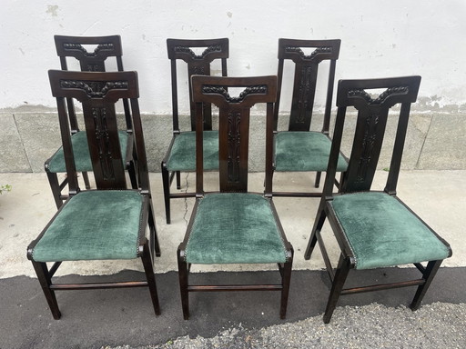 Set van 6 Art Nouveau stoelen