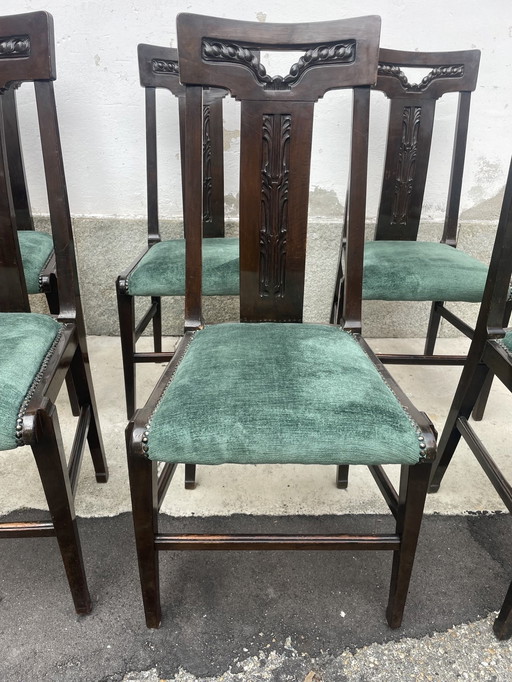 Set van 6 Art Nouveau stoelen