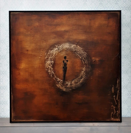 Image 1 of Frances Eckhardt - schilderij figuratief 90x90 cm + lijst