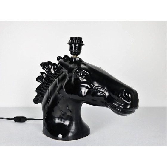 Image 1 of Vintage lamp met paardenkop van keramiek, 1980