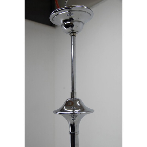 Image 1 of Vintage Art Deco hanger van geblazen glas en chroom, 1940